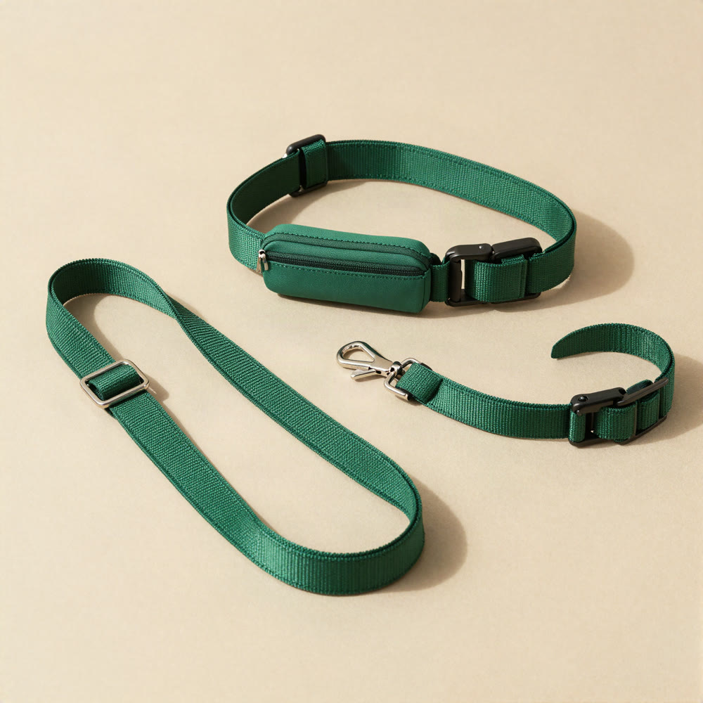 Illustration of the Hands-Free Leash with waist belt and bungee