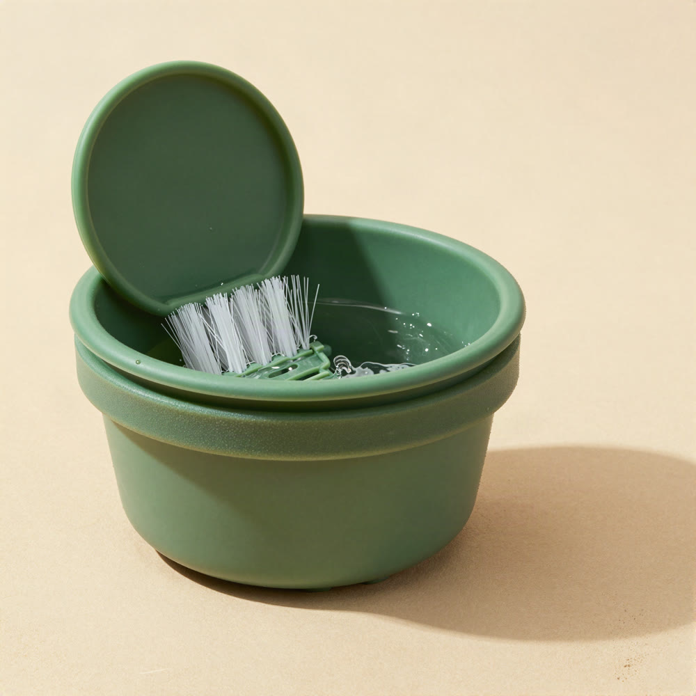 Illustration of the Paw Rinse Cup with silicone bristles inside