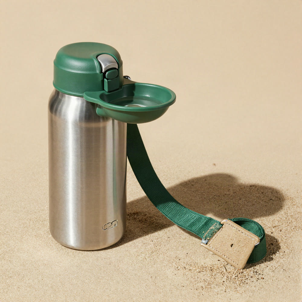 Illustration of the Trail Bottle with its fold-out drinking trough