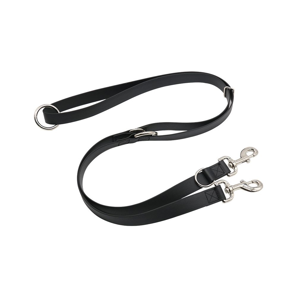 The black double-ended No-Pull Training Leash with two clips and adjustment rings