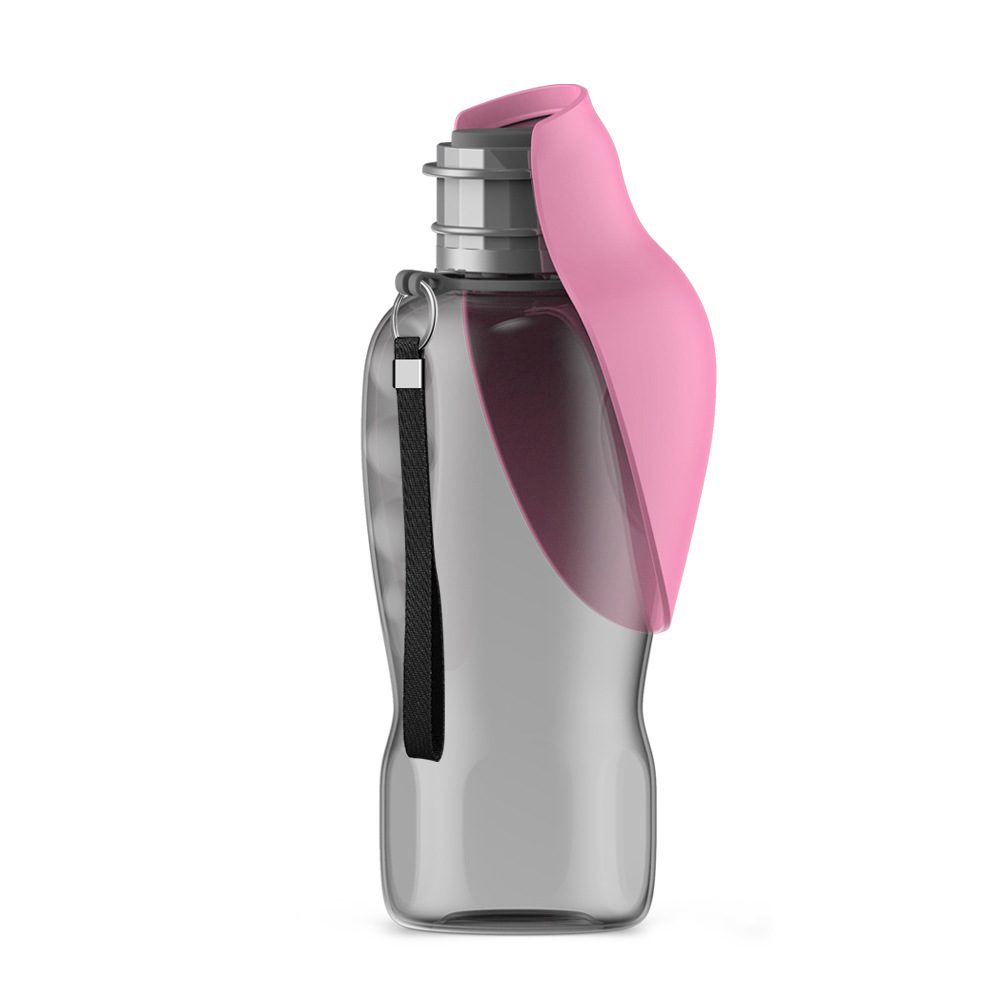 The pink Trail Bottle with its leaf-shaped drinking trough folded against the bottle